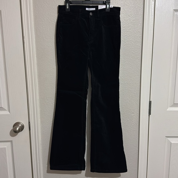 Loft Five Pocket High Waisted Slim Flare Pants in Velvet - Picture 3 of 6